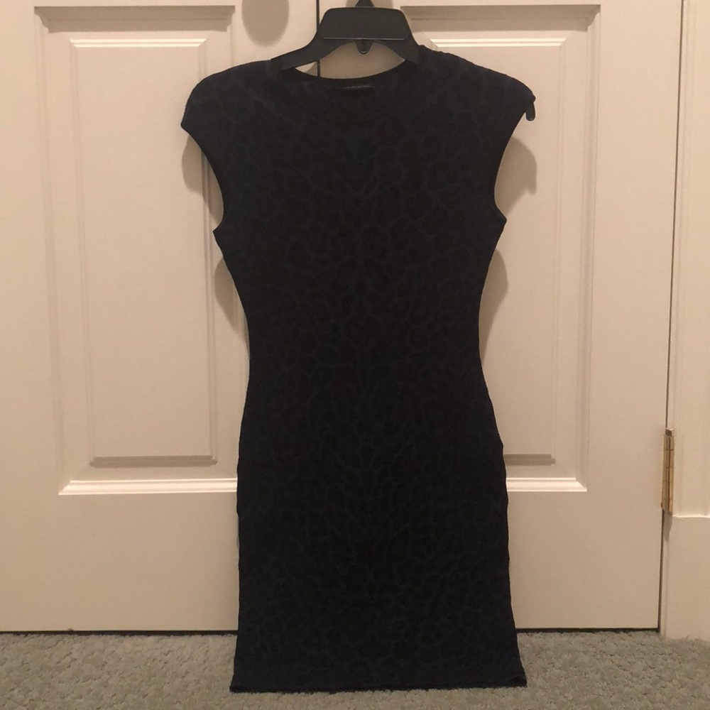 Blue/black leopard print dress